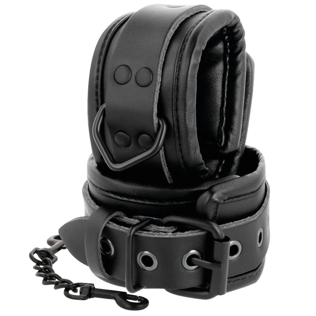 Kit Manette con collare DARKNESS LEATHER AND HANDCUFFS BLACK