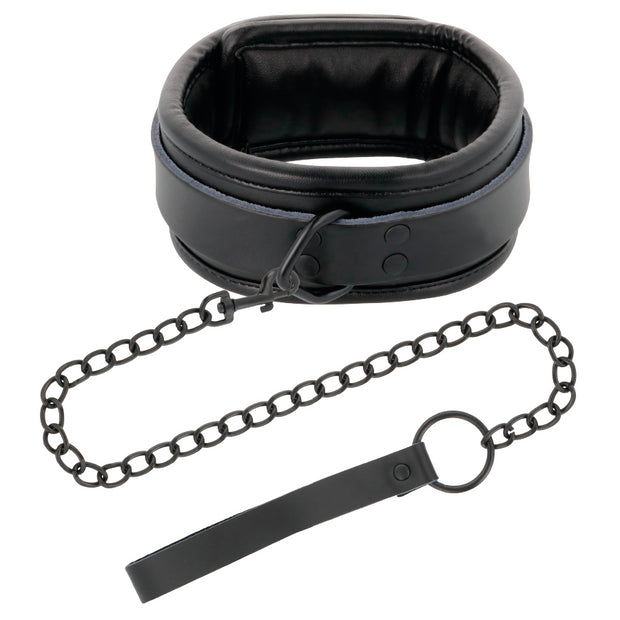 Kit Manette con collare DARKNESS LEATHER AND HANDCUFFS BLACK