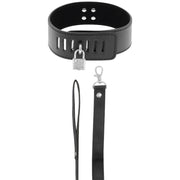 Collare con guinzaglio lucchetto DARK NESS LOCKING POSTURE COLLAR - BLACK