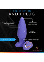Plug vibrante viola Andii Roller Motion