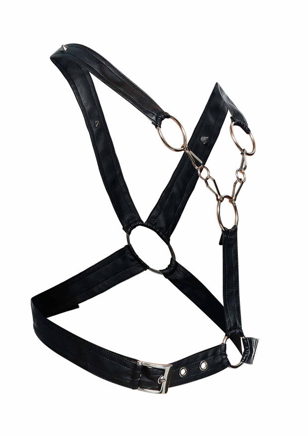 Pettorina nera in ecopelle  DNGEON Cross Chain Harness