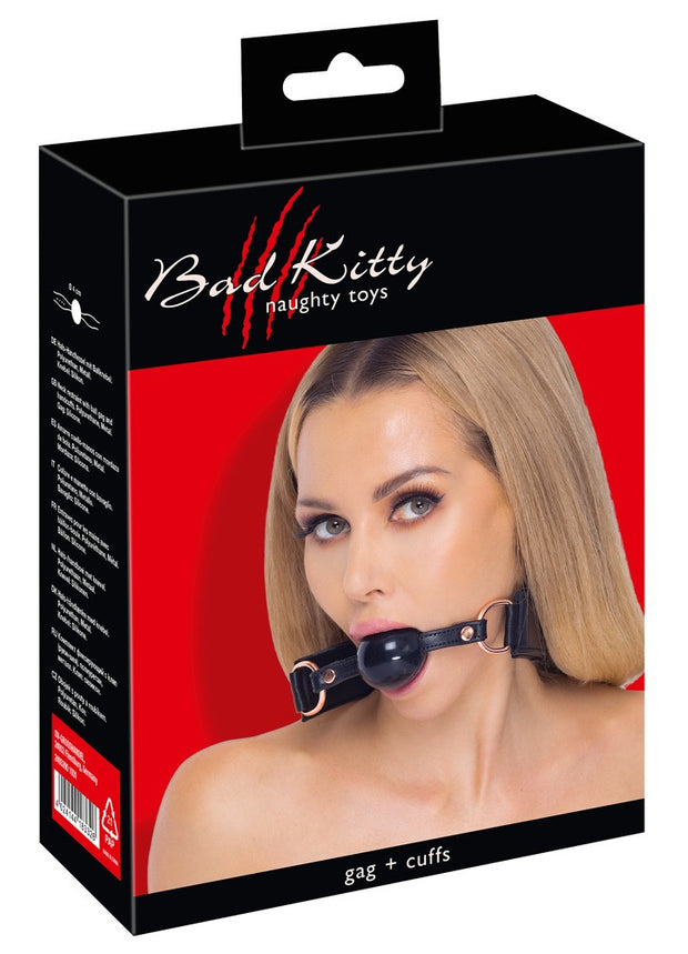 Kit costrittivo morso con manette gag + cuffs