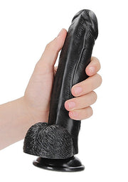 Fallo realistico nero Dildo with Balls and Suction Cup - 8''/ 20,5 cm