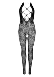 Tutina erotica cavallo aperto Floral Halter Bodystocking