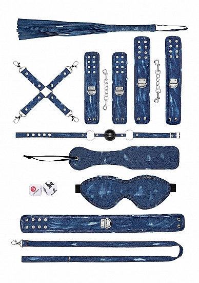 Kit sadomaso Denim Bondage Set Tough Denim Style Blue