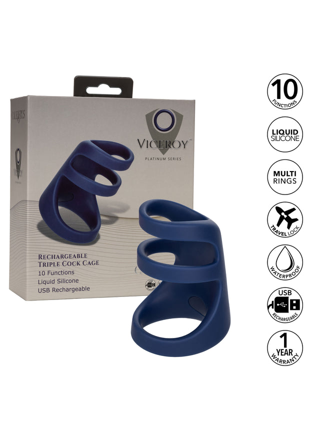 Anello fallico vibrante Rechargeable Triple Cock Cage