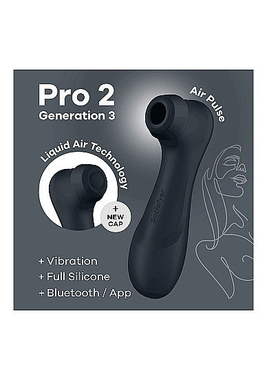 Succhia clitoride vibrante Pro 2 Generation 3 + Liquid Air Vibration & App Black