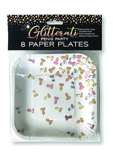 Piattini divertenti Glitterati Penis Party Plates