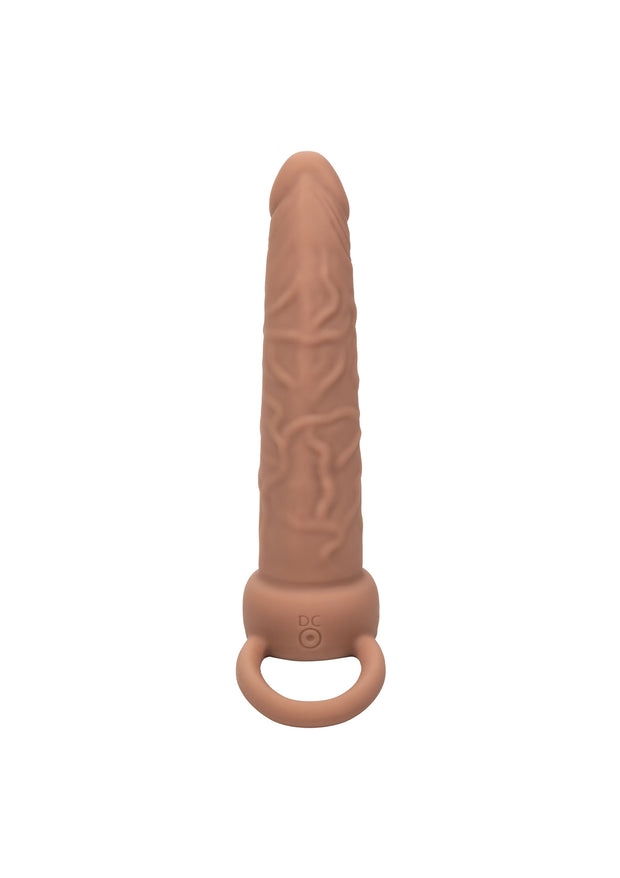 Vibratore realistico strap on Rechargeable Dual Penetrator caramel