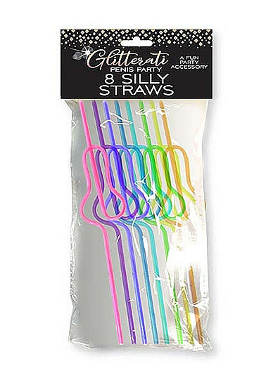 Cannucce a forma di pene Glitterati Silly Penis Straws 8 pz