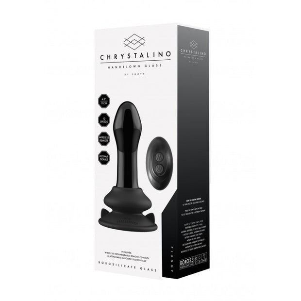 Plug anale in vetro dilatatore vibrante con ventosa Pluggy Glass Vibrator
