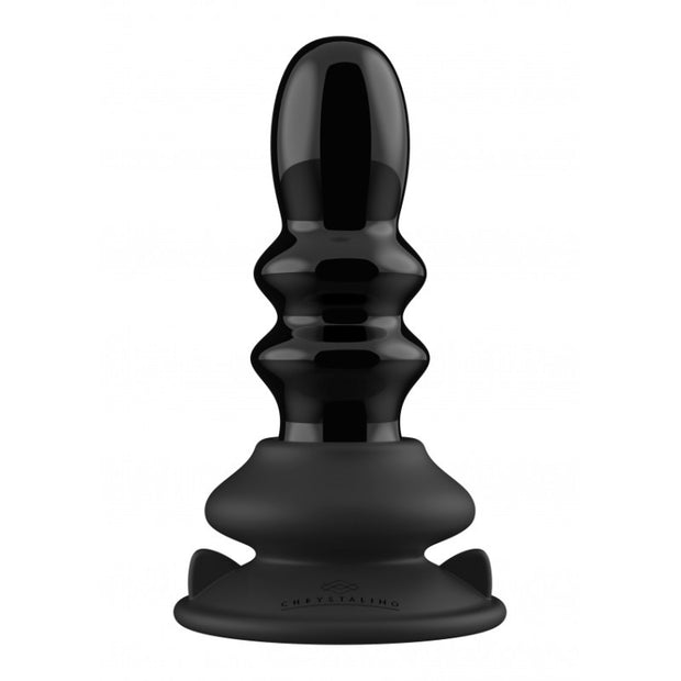 Plug anale con ventosa vibrante in vetro Ribbly Glass Vibrator