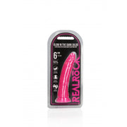 Fallo realistico con ventosa Slim Dildo Suction Cup GitD 15,5 cm Neon Pink