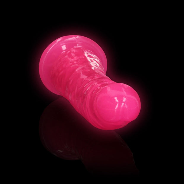 Fallo realistico con ventosa Slim Dildo Suction Cup GitD 15,5 cm Neon Pink