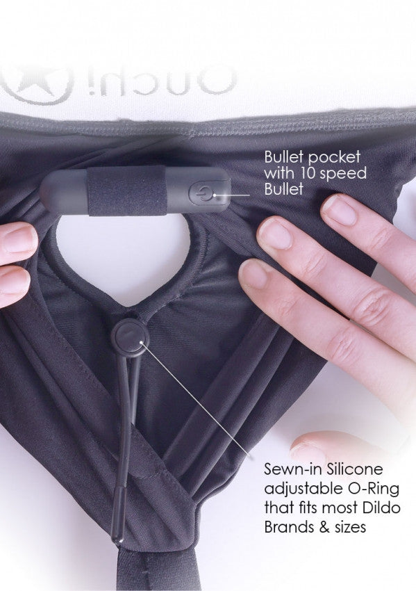 Slip con vibrazione Vibrating Strap-on Hipster Black