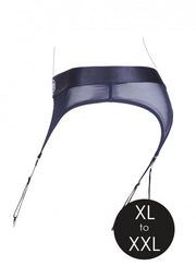 Slip con vibrazione e reggicalze Vibrating Strap-on Thong, Adjustable Garters Black