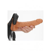 Vibratore cavo indossabile Vibrating Hollow Strap-on with Balls - 9'' / 23 cm - Tan