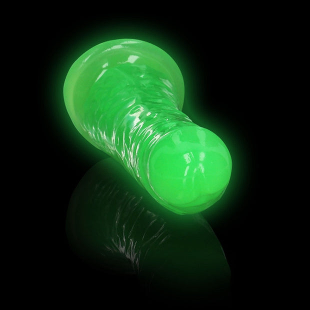 Fallo realistico con ventosa Slim Dildo Suction Cup GitD 15,5 cm Neon Green