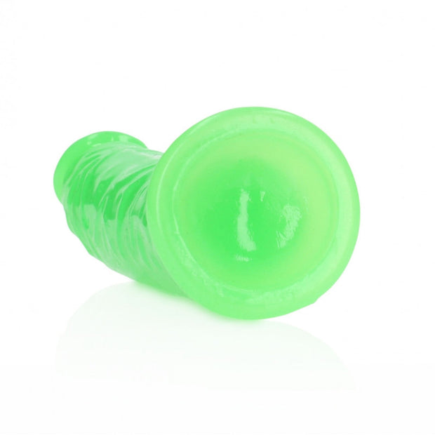 Fallo realistico con ventosa Slim Dildo Suction Cup GitD 15,5 cm Neon Green