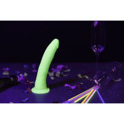 Fallo realistico con ventosa Slim Dildo Suction Cup GitD 18 cm Neon Green