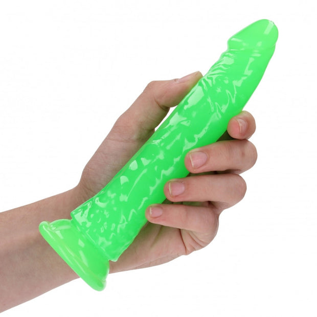 Fallo realistico con ventosa Slim Dildo Suction Cup GitD 18 cm Neon Green