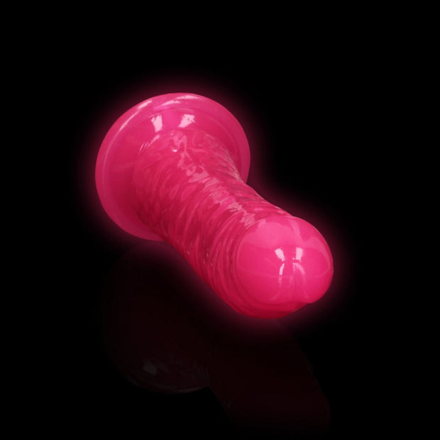 Fallo realistico con ventosa Slim Dildo Suction Cup GitD 18 cm Neon Pink