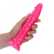 Fallo realistico con ventosa Slim Dildo Suction Cup GitD 18 cm Neon Pink