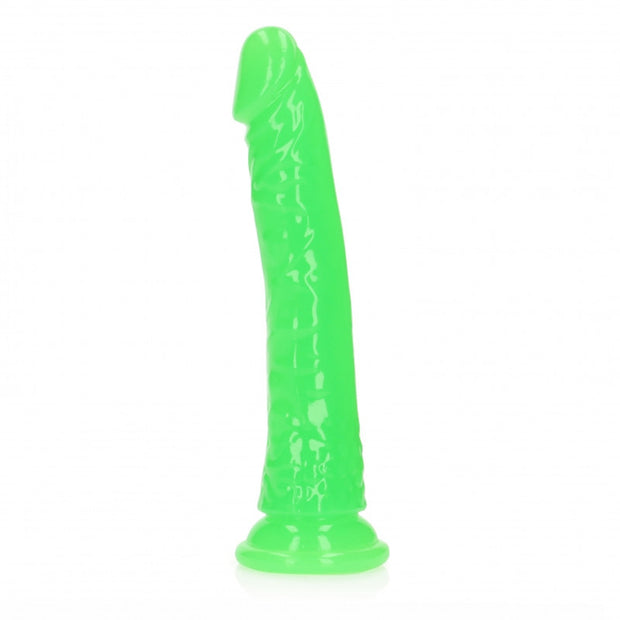 Fallo realistico con ventosa Slim Dildo Suction Cup GitD 20 cm Neon Green