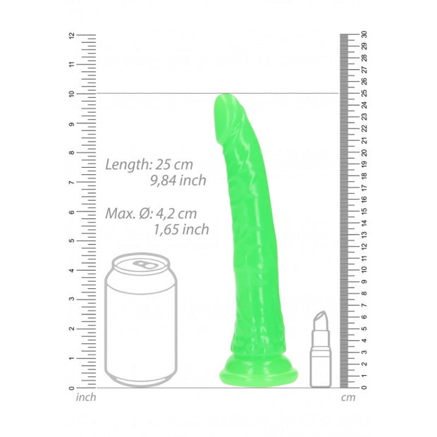 Fallo realistico vaginale anale Slim Dildo Suction Cup GitD 22,5 cm Neon Green