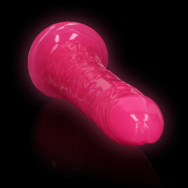 Fallo realistico con ventosa Slim Dildo Suction Cup GitD 20 cm Neon Pink