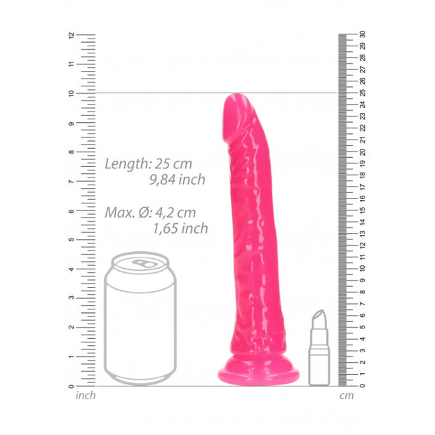 Fallo realistico vaginale anale Slim Dildo Suction Cup GitD 22,5 cm Neon Pink