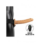 Vibratore cavo indossabile Vibrating Hollow Strap-on No Balls - 10'' / 24,5 cm - Tan