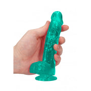 Pene finto turchese con ventosa Realistic Dildo with Balls 15 cm