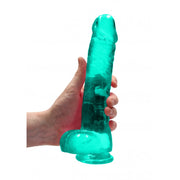 Pene finto turchese con ventosa Realistic Dildo with Balls 22 cm