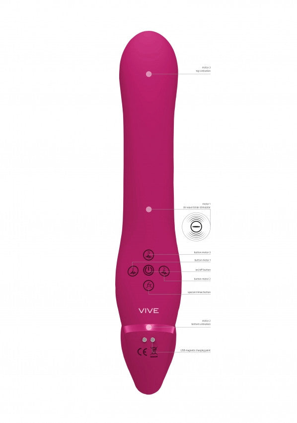 Vibratore vaginale anale strap on Dual Pulse-Wave & Airwave Strapless Strapon Pink