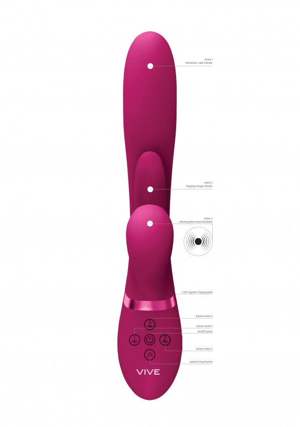 Vibratore rabbit Thrusting GSpot Flapper PulseWave Clit Stimulator Pink