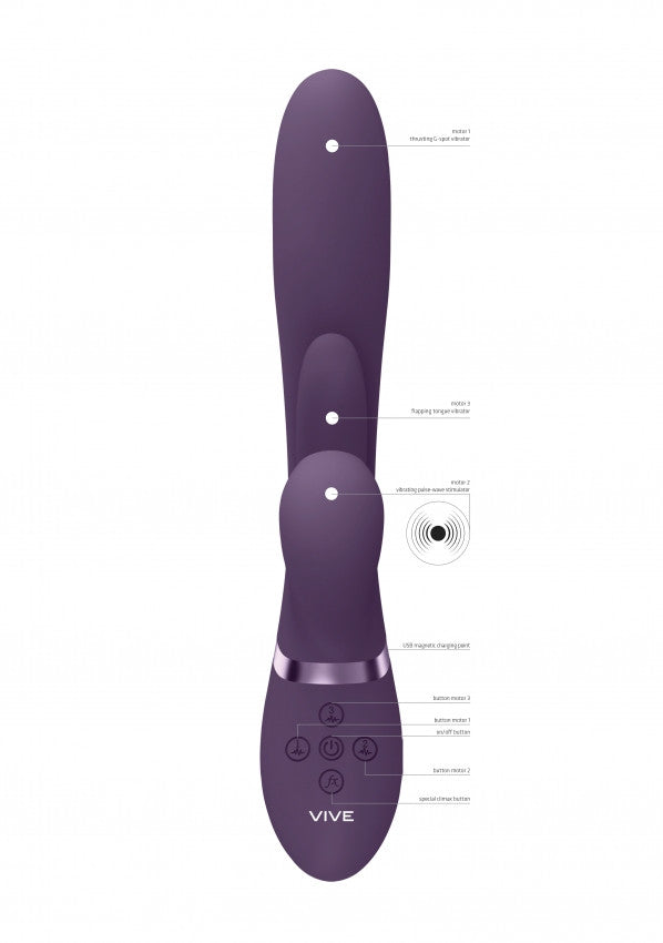 Vibratore rabbit Thrusting GSpot Flapper PulseWave Clit Stimulator Purple