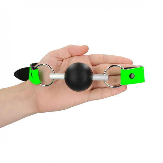 Morso bondage Solid Ball Gag - Glow in the Dark - Neon Green/Black