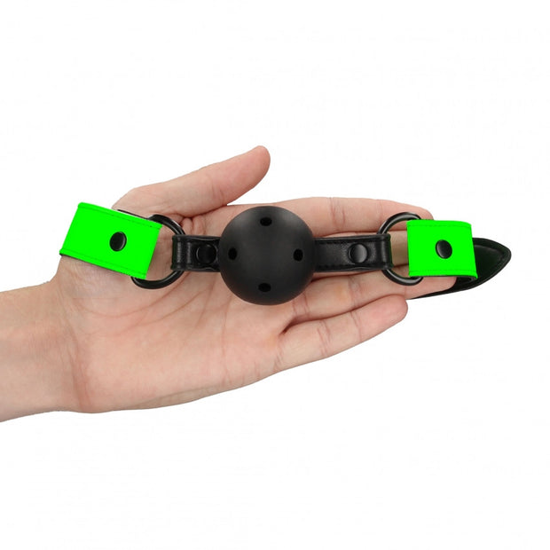 Morso Breathable Ball Gag - Glow in the Dark - Neon Green/Black