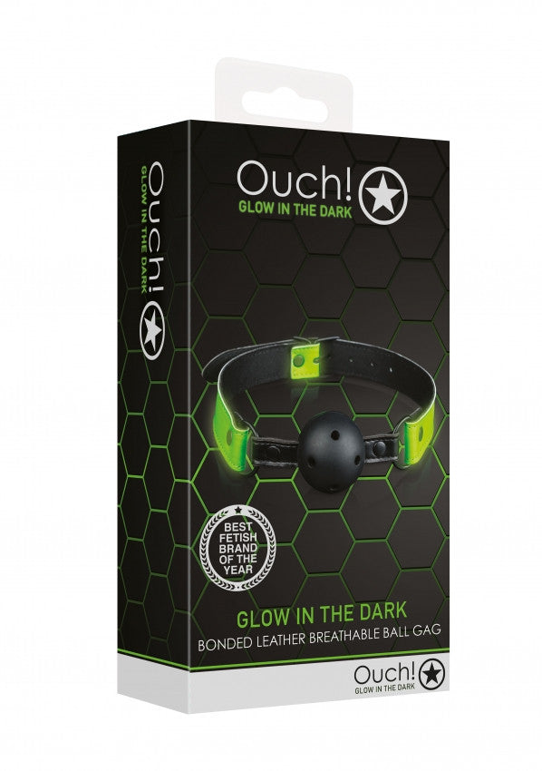 Morso Breathable Ball Gag - Glow in the Dark - Neon Green/Black