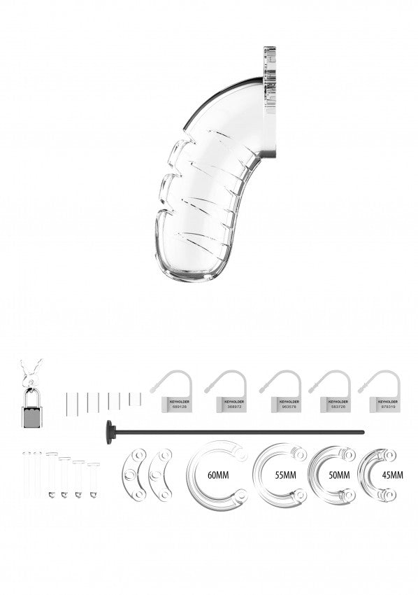 Gabbia di castità con dilatatore uretrale-Model 16- Cock Cage - Transparent