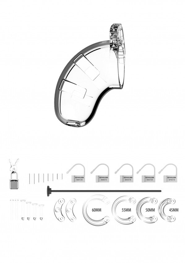 Gabbia di castità con plug per uretra - Model 15-Cock Cage - Transparent