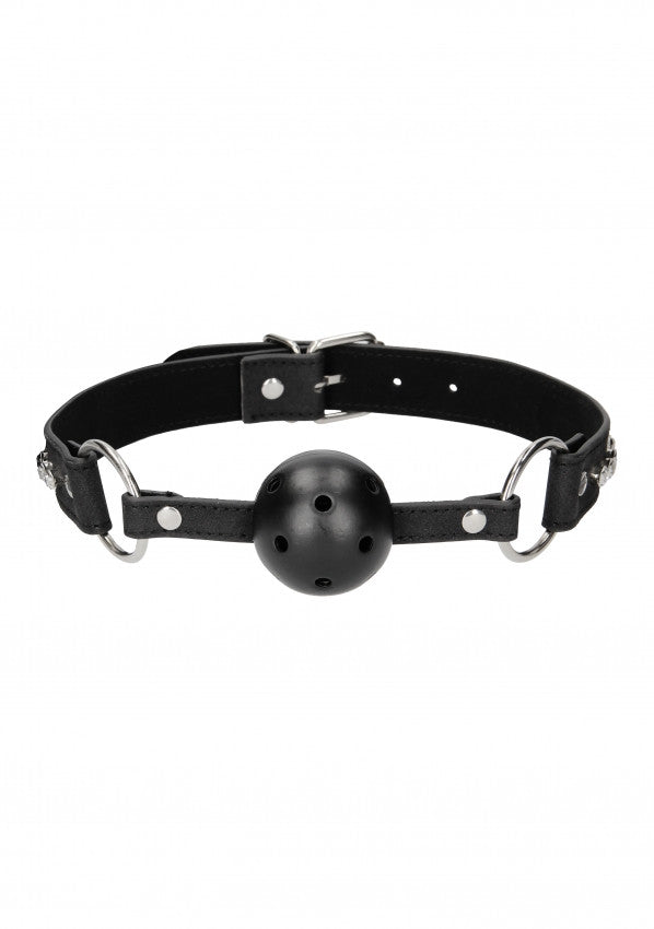 Morso con strass Breathable Ball Gag - with Diamond Studded Straps - Black