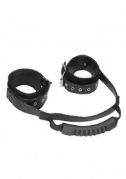 Manette Bonded Leather Hand Cuffs With Handle