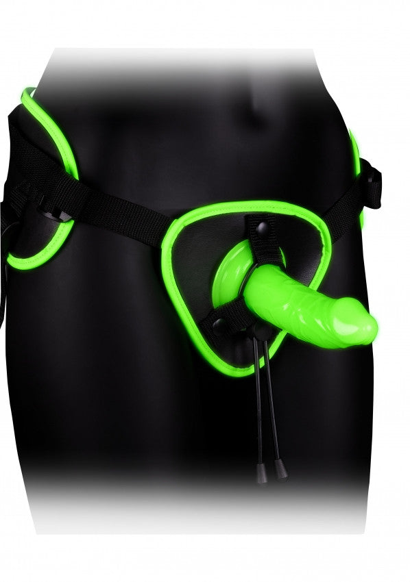 Fallo indossabile Strap-on Harness - Glow in the Dark - Neon Green/Black