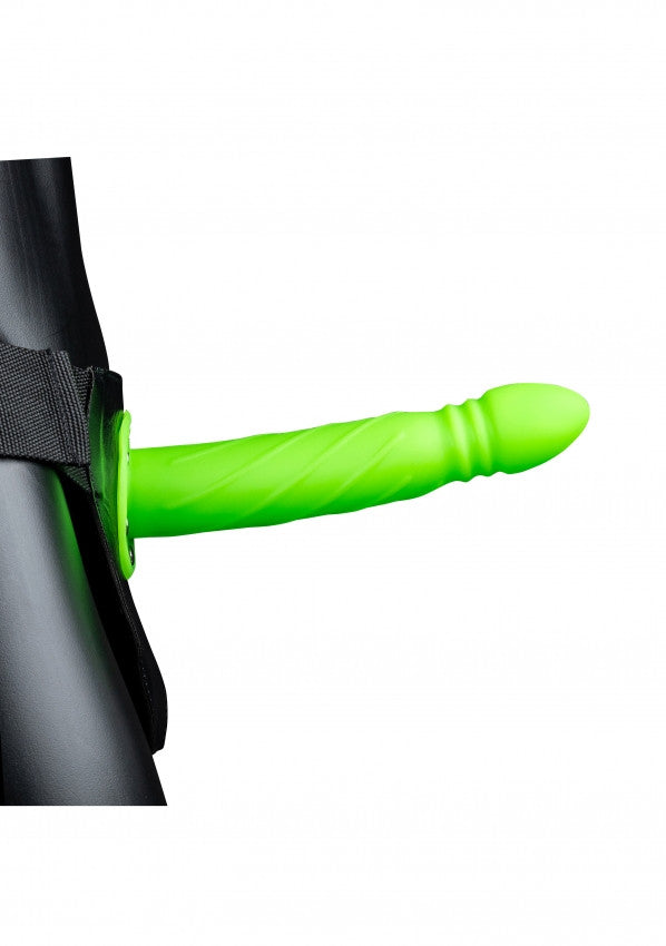 fallo indossabile Twisted Hollow Strap-on - 8'' / 20 cm - GitD - Neon Green