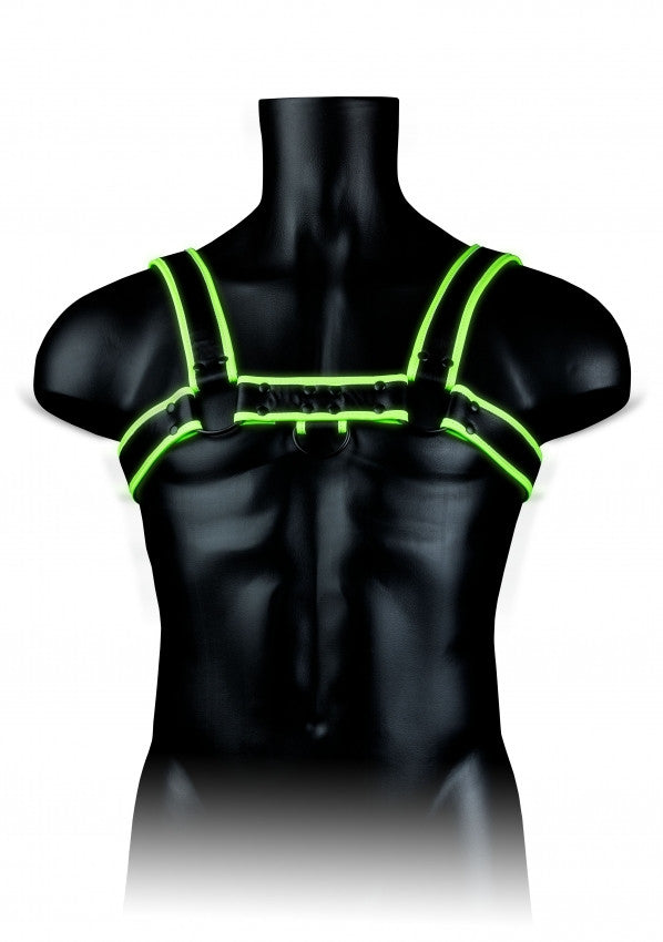 Imbragatura uomo fosforescente Chest Bulldog Harness - GitD - Neon Green/Black