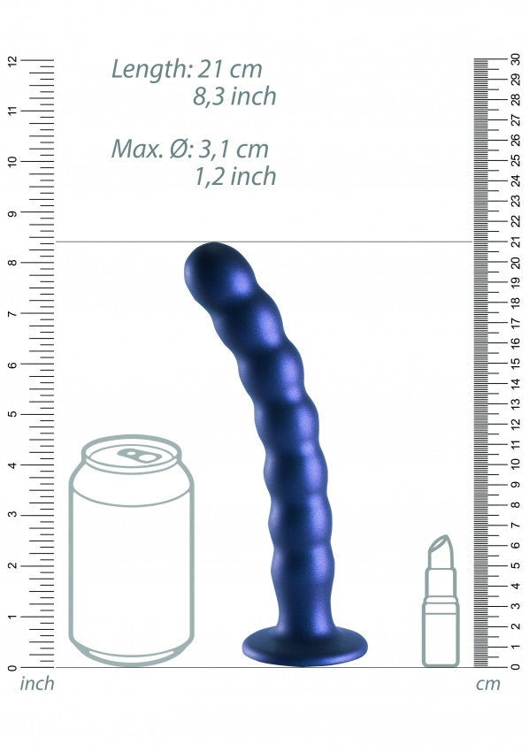 Dildo vaginale con ventosa a sfere Beaded G-Spot Dildo 8'' / 20,5 cm Metallic Blue