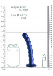 Dildo vaginale con ventosa a sfere Beaded G-Spot Dildo 6,5'' / 16,5 cm Metallic Blue