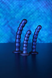 Dildo vaginale con ventosa a sfere Beaded G-Spot Dildo 6,5'' / 16,5 cm Metallic Blue